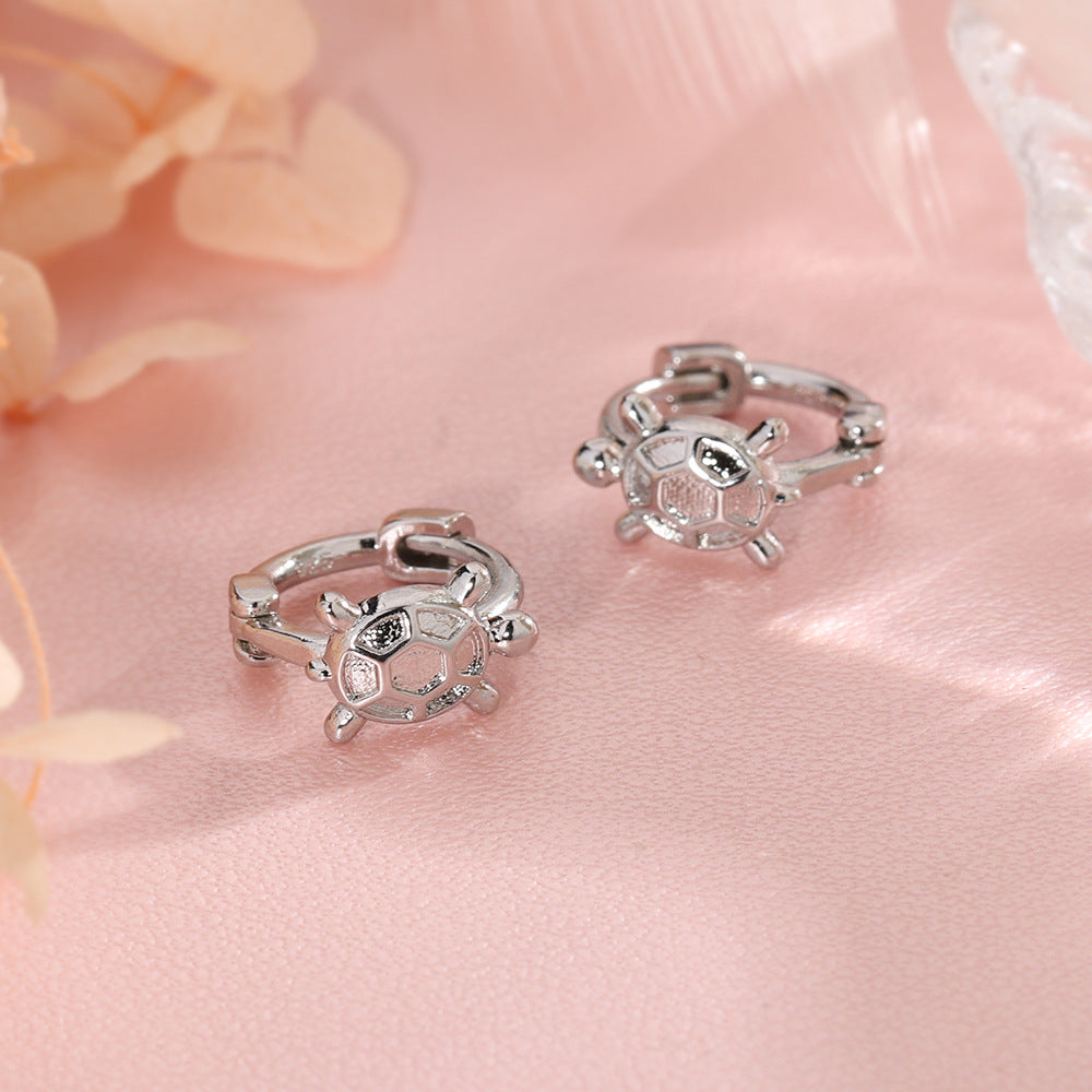 Cute Tortoise Sleeper Earrings For Women In Electroplated Copper Material