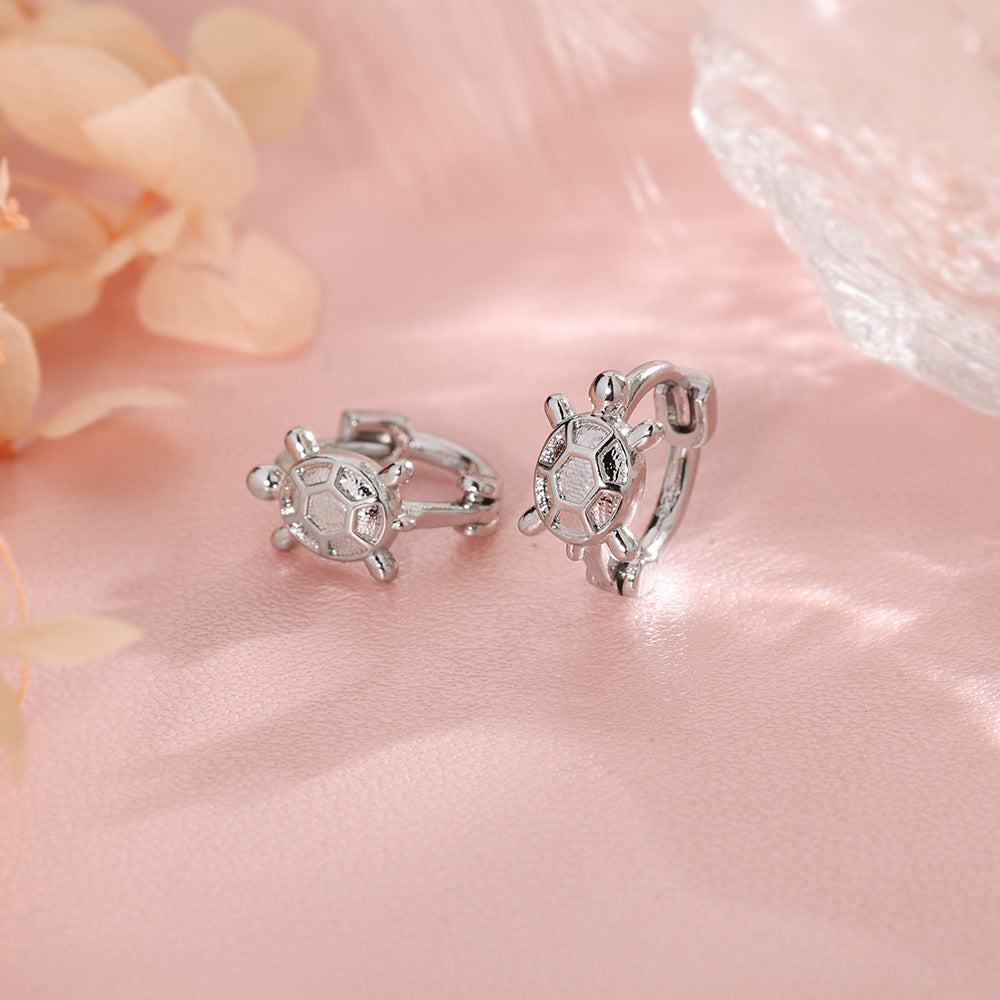 Cute Tortoise Sleeper Earrings For Women In Electroplated Copper Material