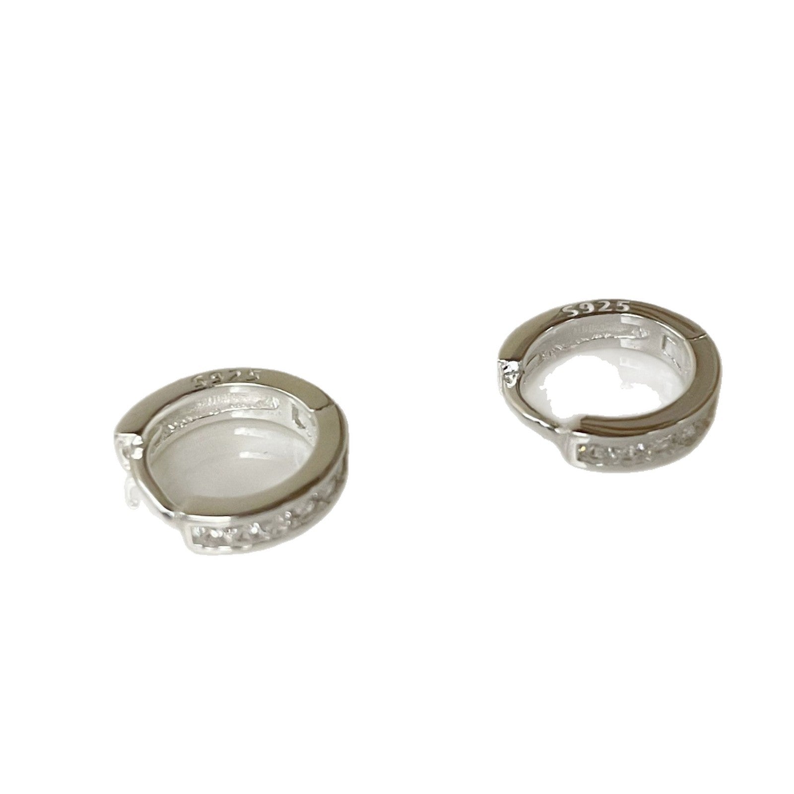 Circle Sleeper Earrings For Women In Silver Featuring 925 Sterling Silver With Zircon Inlay