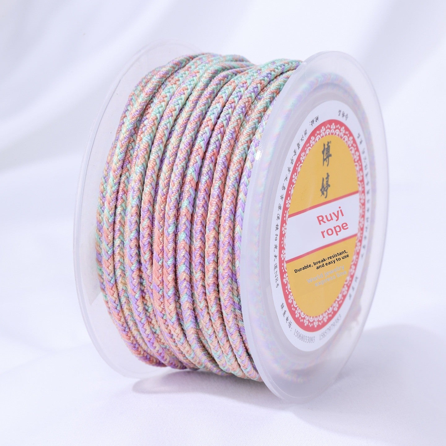 Colour Braid Nylon Rope, 1 Roll With 3mm Diameter, Ideal For Accessories And Crafts