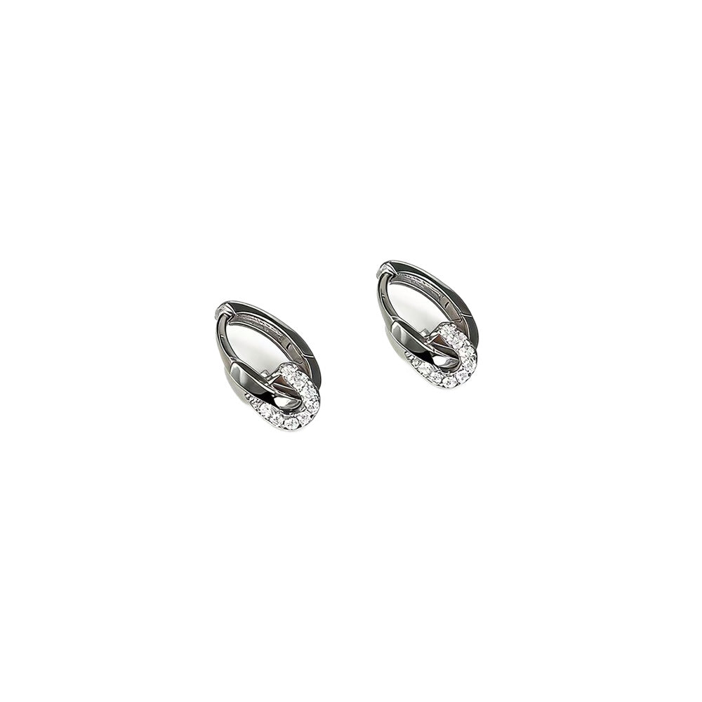Geometric Stud Earrings For Women In New Style, Titanium Alloy Ear Pins With Electroplated Alloy And Rhinestone Inlay