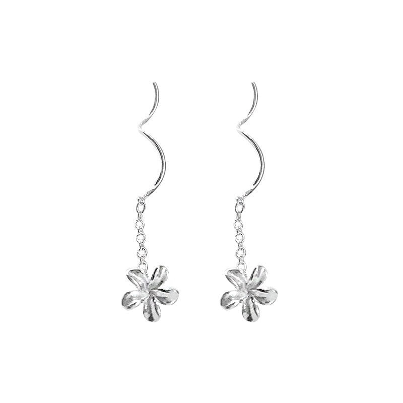 New Style Flowers Ear Line Earrings For Women Featuring 925 Sterling Silver Material