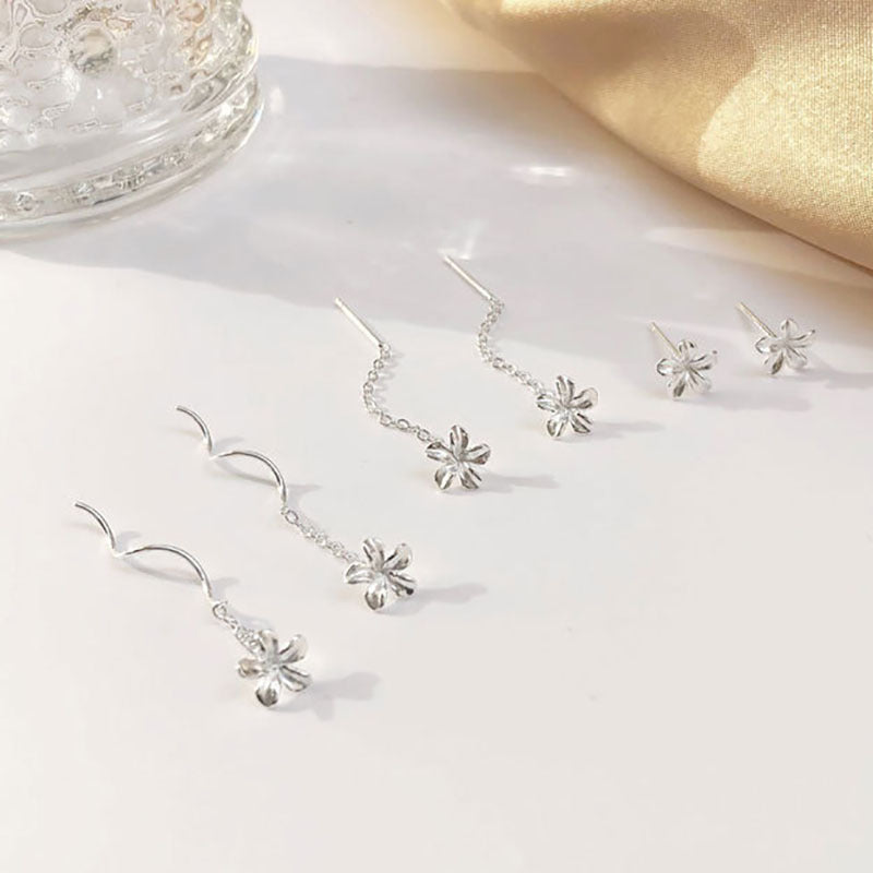 New Style Flowers Ear Line Earrings For Women Featuring 925 Sterling Silver Material