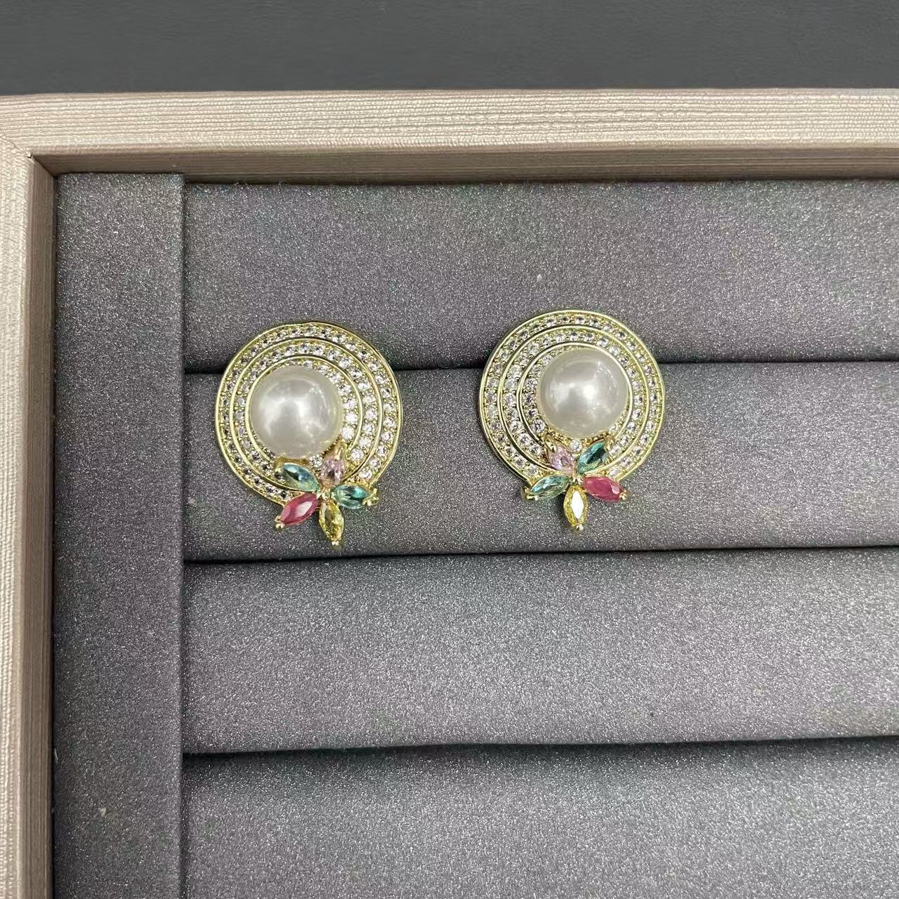 Blue Flower Earrings For Women Featuring Copper Material And 925 Sterling Silver Ear Pins With Zircon Inlay