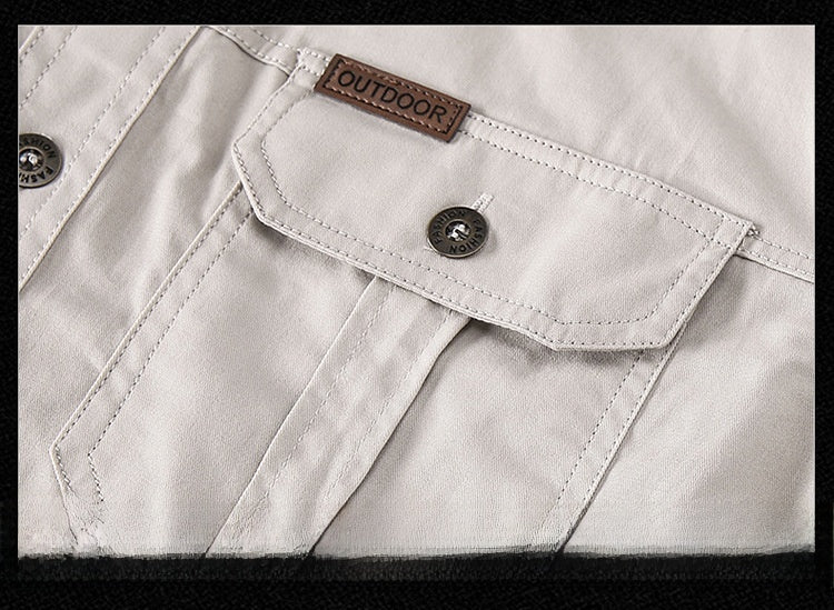 Solid Color Casual Long Sleeve Blouse For Men In Cotton With Lapel Collar