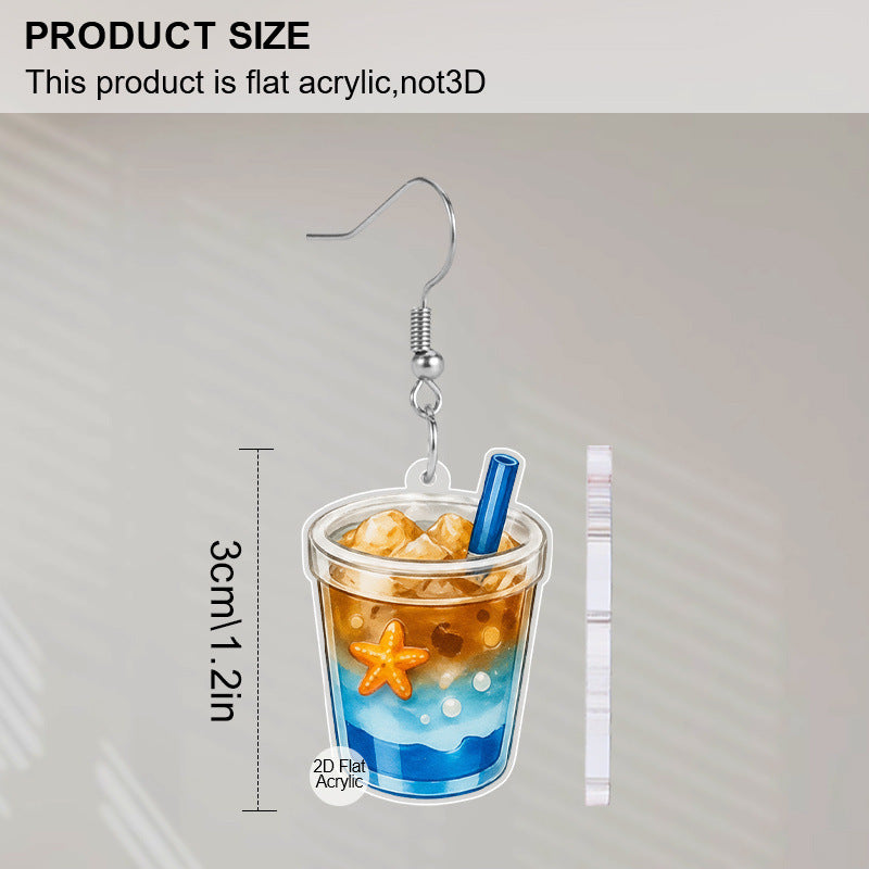 Cute Acrylic Cup Earrings For Women With Iron Ear Pins, Stylish And Lightweight Accessories