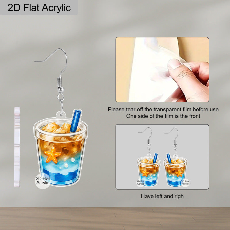 Cute Acrylic Cup Earrings For Women With Iron Ear Pins, Stylish And Lightweight Accessories