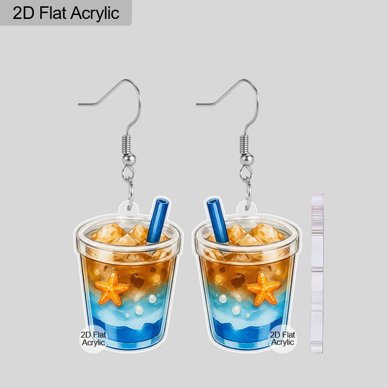 Cute Acrylic Cup Earrings For Women With Iron Ear Pins, Stylish And Lightweight Accessories