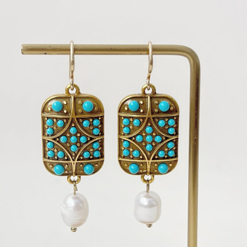 Geometric Earrings For Women Featuring Electroplated Zinc Alloy With Copper Ear Pins In Retro Style