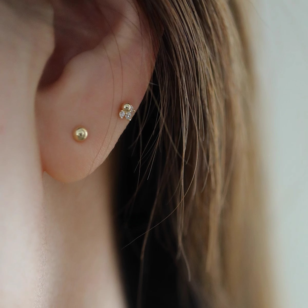 Fish Tail Stud Earrings For Women In Sweet Style, Made Of Copper With 14K Real Gold Plating
