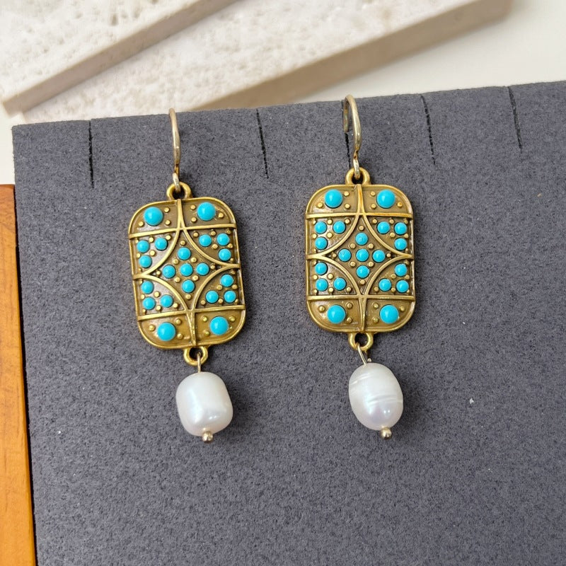 Geometric Earrings For Women Featuring Electroplated Zinc Alloy With Copper Ear Pins In Retro Style