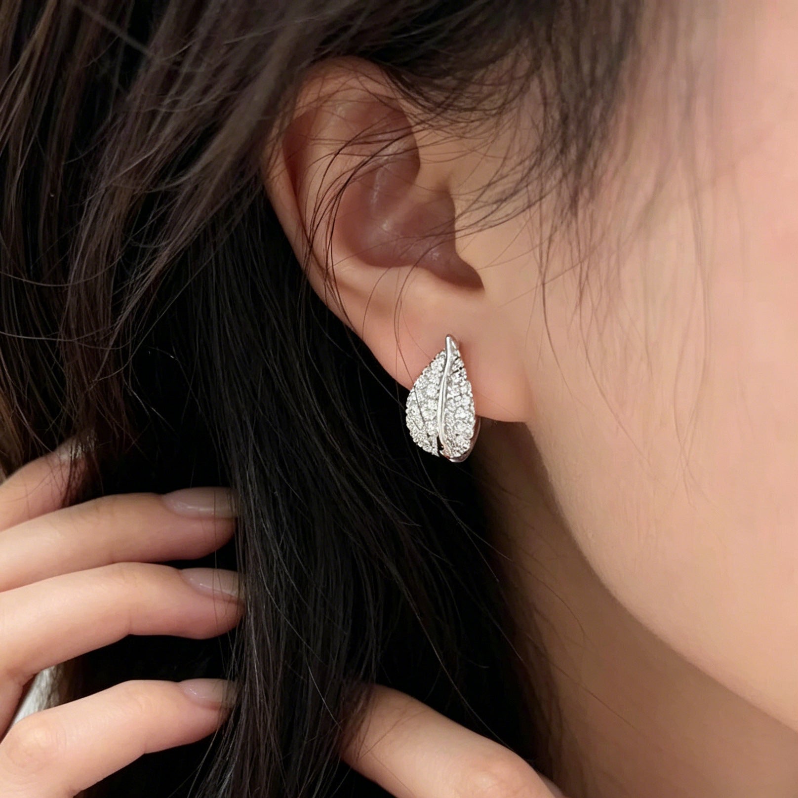 Leaves Earrings For Women In Gold Featuring Electroplated Zinc Alloy With 925 Sterling Silver Ear Pins