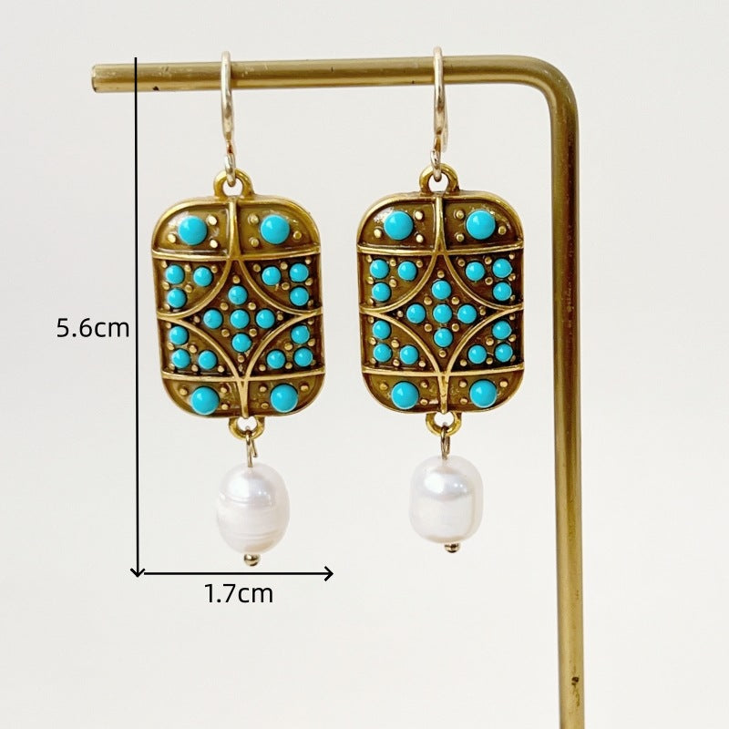 Geometric Earrings For Women Featuring Electroplated Zinc Alloy With Copper Ear Pins In Retro Style