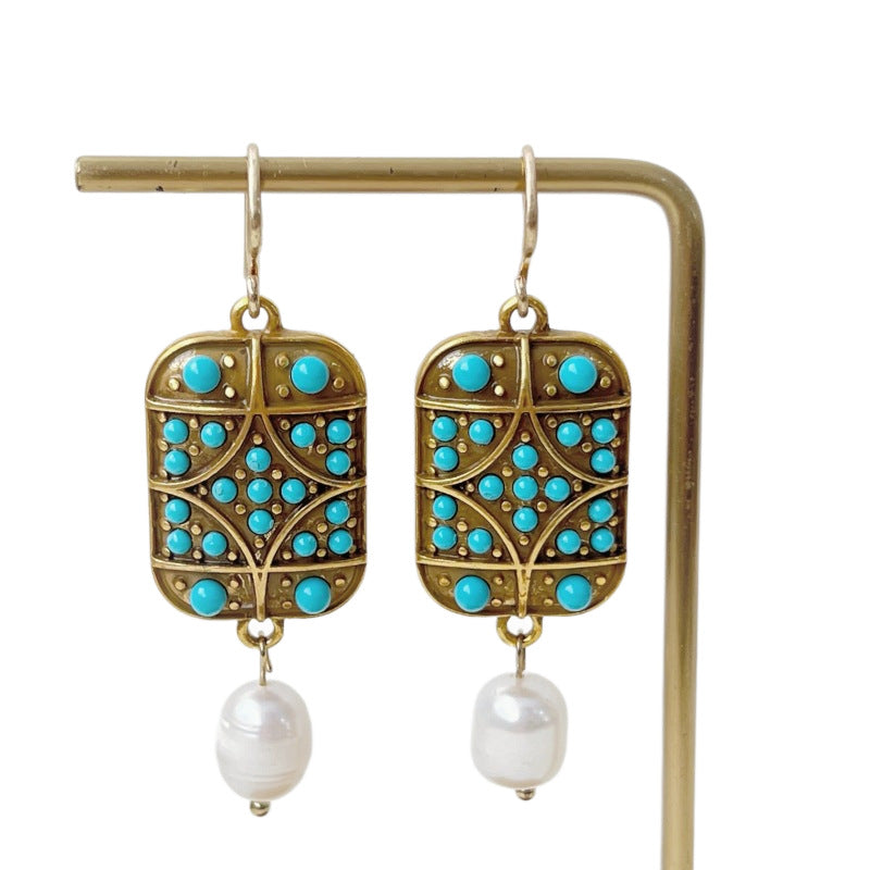 Geometric Earrings For Women Featuring Electroplated Zinc Alloy With Copper Ear Pins In Retro Style