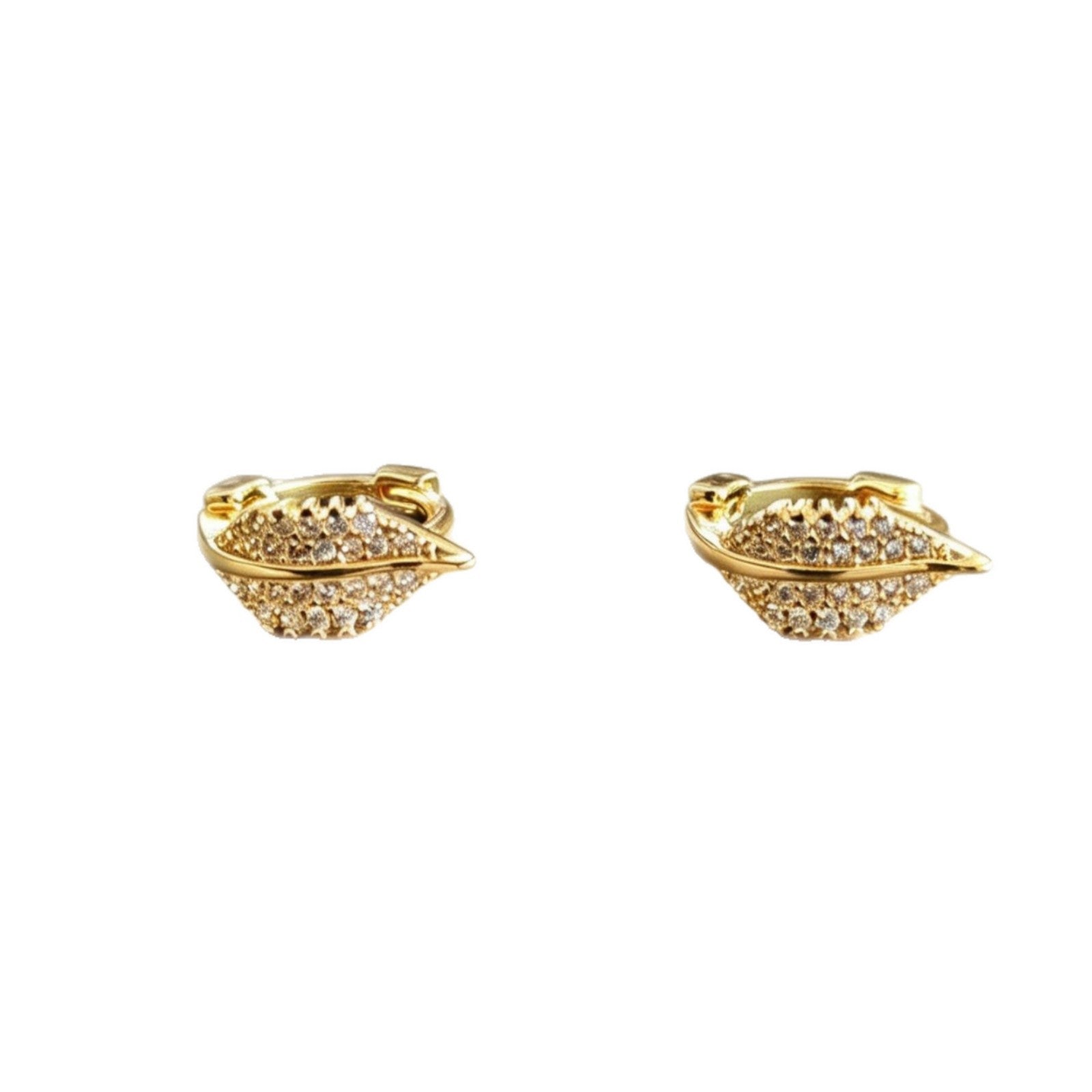 Leaves Earrings For Women In Gold Featuring Electroplated Zinc Alloy With 925 Sterling Silver Ear Pins