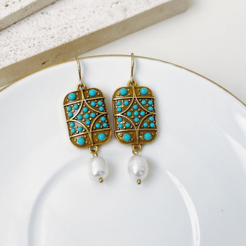 Geometric Earrings For Women Featuring Electroplated Zinc Alloy With Copper Ear Pins In Retro Style