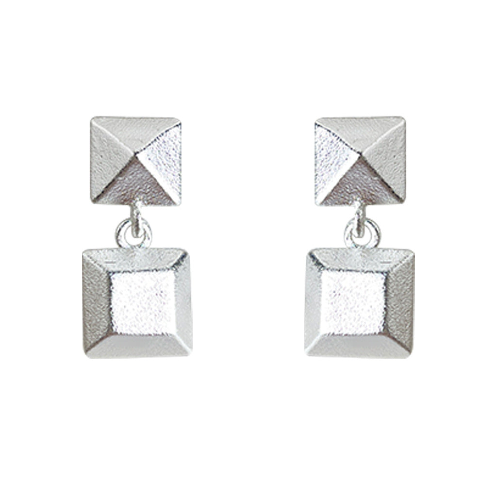 Geometric Earrings For Women With 925 Sterling Silver Posts, Simple Style, Electroplated Copper Base With Silver Plated Finish