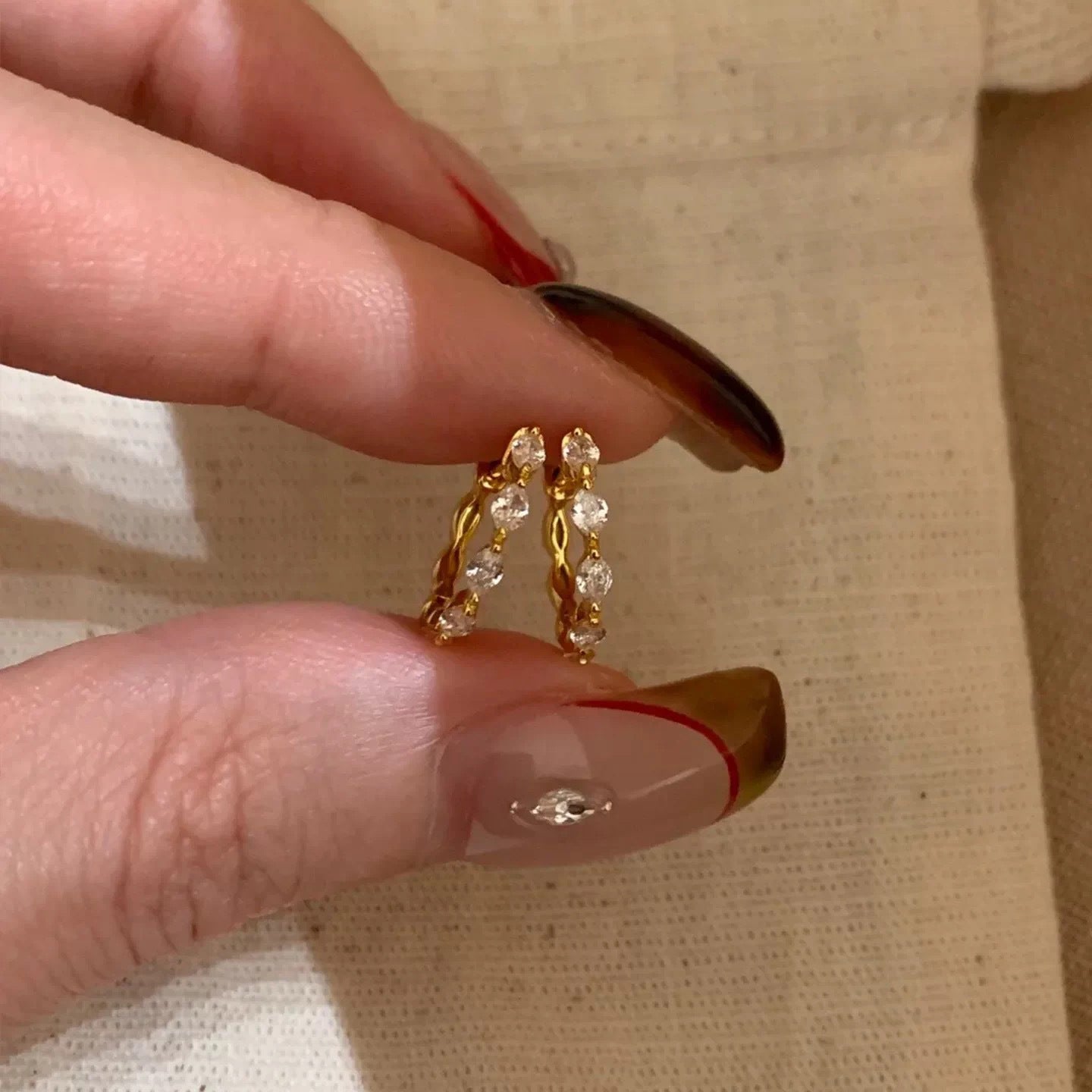 Gold Horse Sleeper Earrings For Women With 925 Sterling Silver Posts And Zircon Inlay, Copper Material