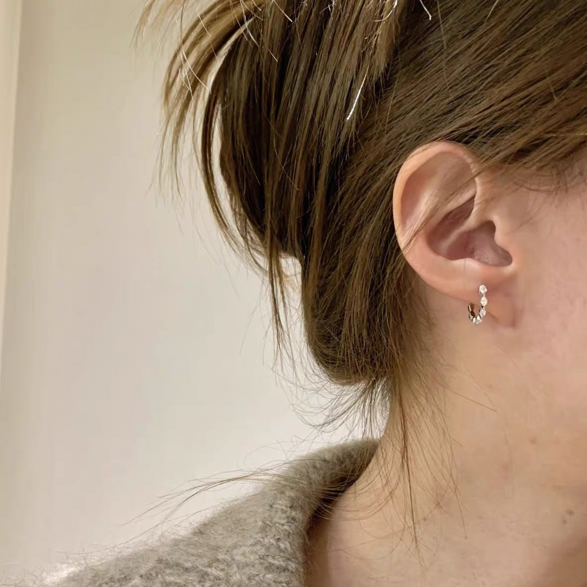 Gold Horse Sleeper Earrings For Women With 925 Sterling Silver Posts And Zircon Inlay, Copper Material