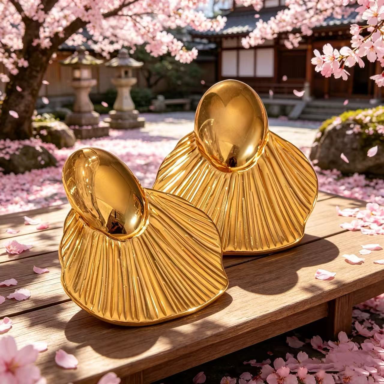 Brushed Gold Sector Earrings For Women With 304 Stainless Steel Ear Pins, Elegant Alloy Design