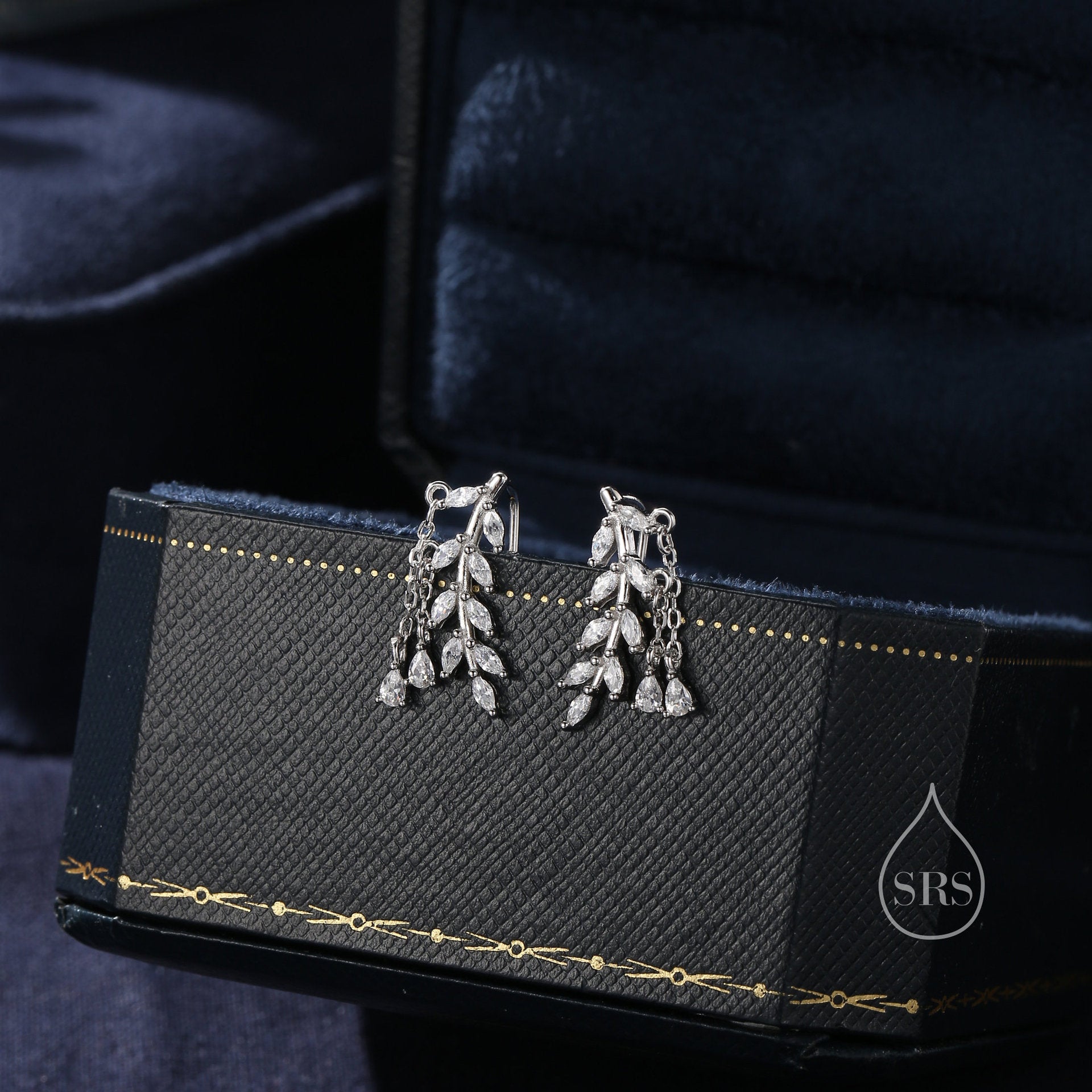 Leaf Tassel Copper Earrings With 925 Sterling Silver Studs For Women In Gold