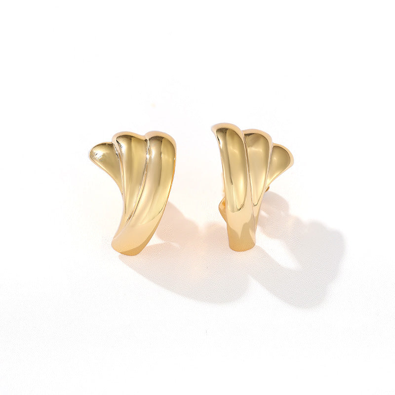 Nordic Style Twist Stud Earrings In 925 Sterling Silver, Silver Color, Perfect For Daily Wear