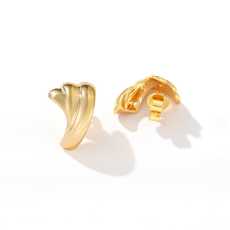 Nordic Style Twist Stud Earrings In 925 Sterling Silver, Silver Color, Perfect For Daily Wear