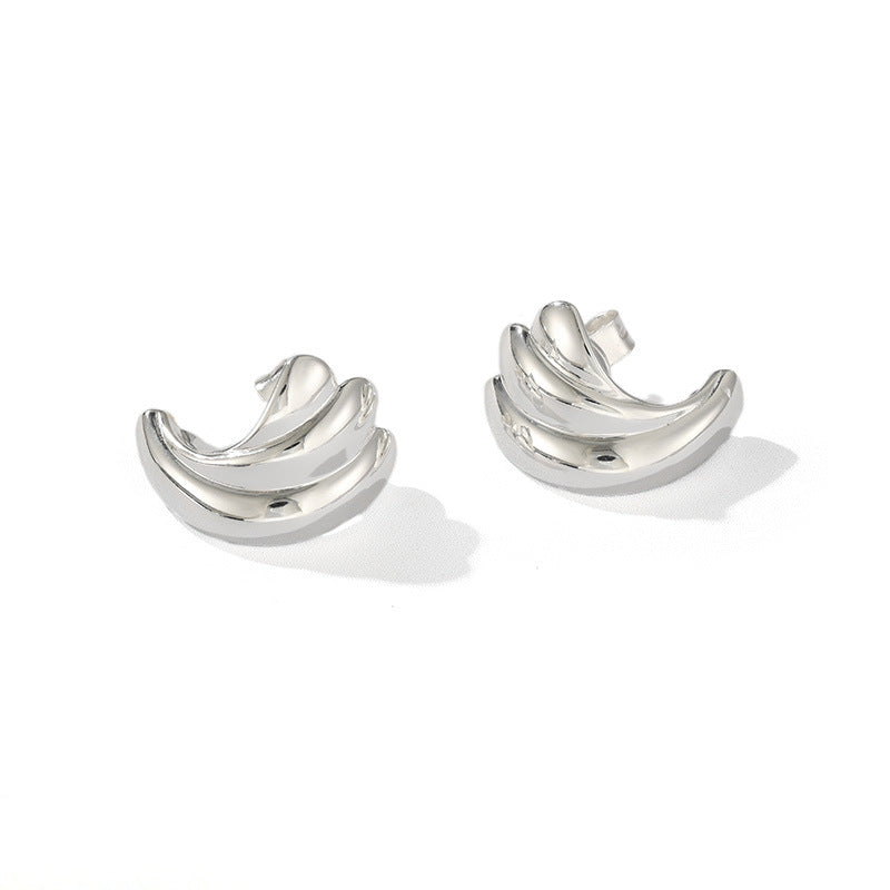 Nordic Style Twist Stud Earrings In 925 Sterling Silver, Silver Color, Perfect For Daily Wear