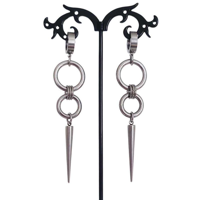 Geometric Earrings For Unisex Featuring 304 Stainless Steel Ear Pins In Steel Color With Hip-Hop Style