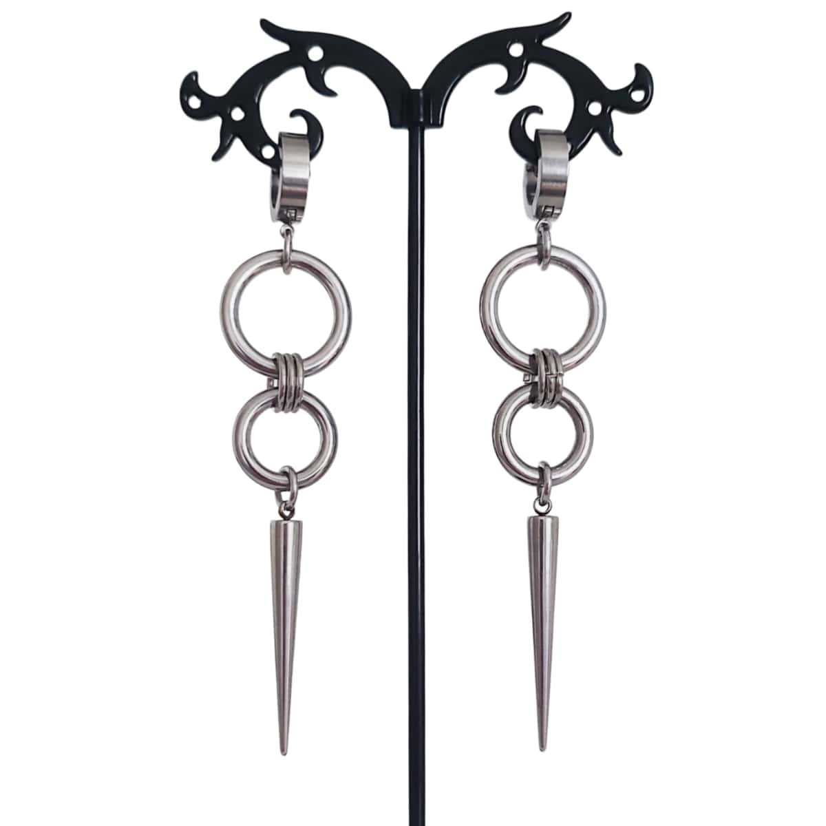 Geometric Earrings For Unisex Featuring 304 Stainless Steel Ear Pins In Steel Color With Hip-Hop Style