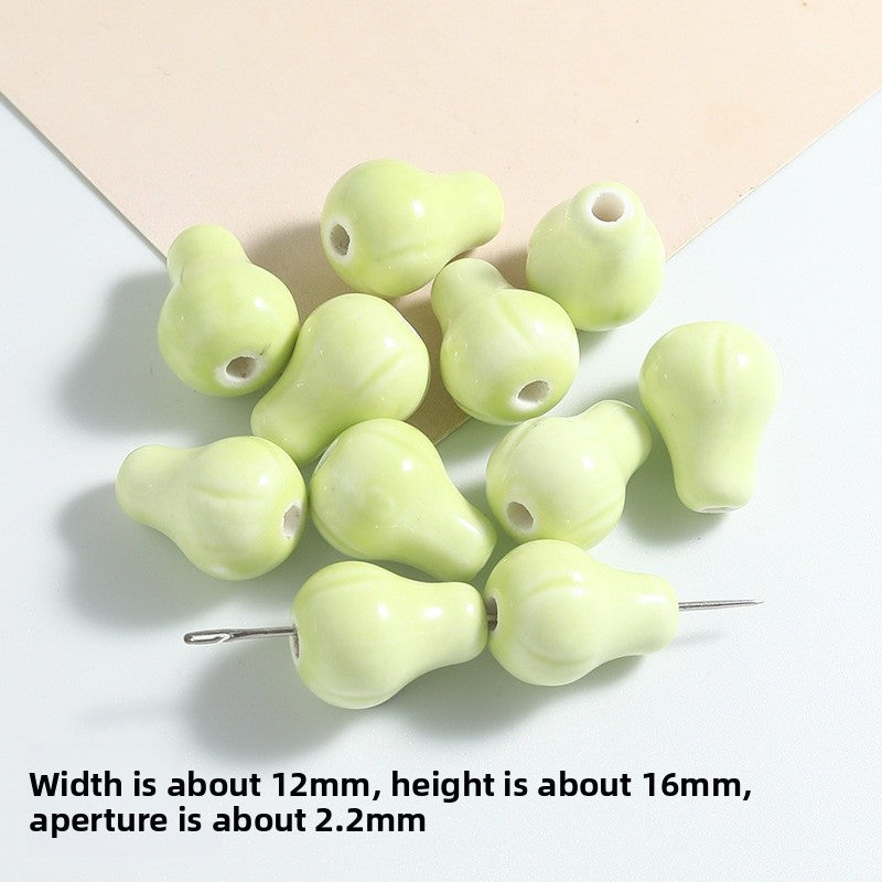 Handmade Ceramic Pear Beads In Multicolor, Simple Style Jewelry Accessories