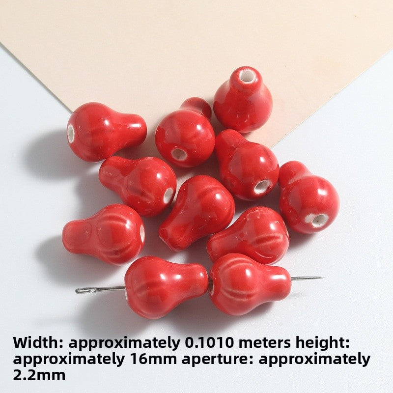 Handmade Ceramic Pear Beads In Multicolor, Simple Style Jewelry Accessories