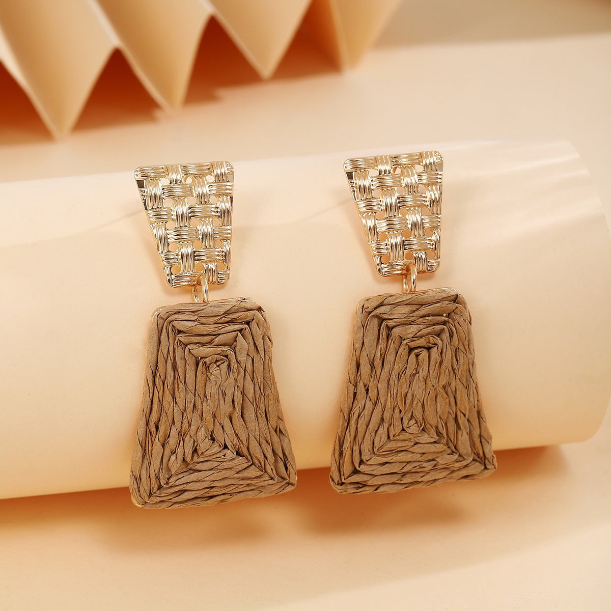 Handmade Geometric Earrings For Women In Rose Red Iron Featuring Bohemian Style
