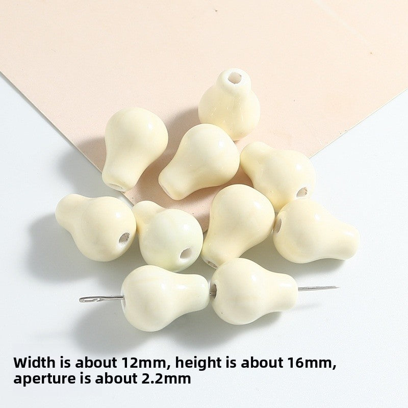 Handmade Ceramic Pear Beads In Multicolor, Simple Style Jewelry Accessories