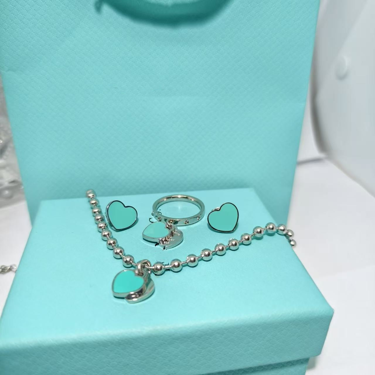 Heart Shape Braid Jewelry Set For Women With 18K Real Gold Plated 304 Stainless Steel And Rhinestone Inlay, PVD Coated Cable Chain