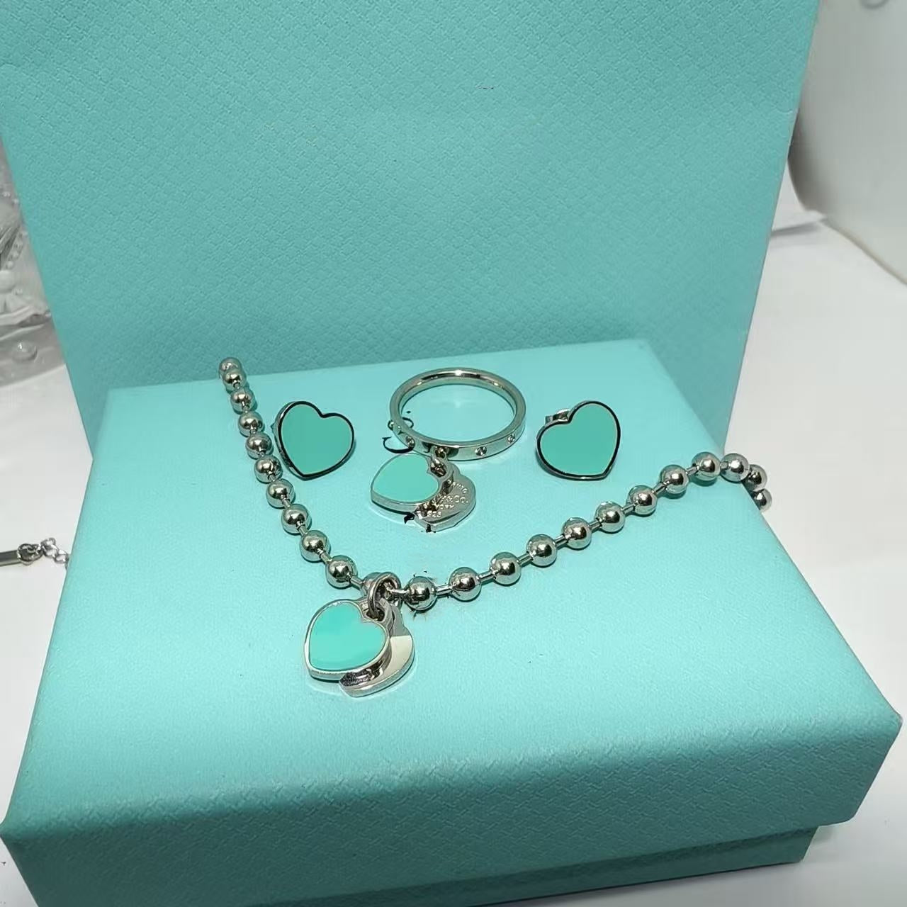 Heart Shape Braid Jewelry Set For Women With 18K Real Gold Plated 304 Stainless Steel And Rhinestone Inlay, PVD Coated Cable Chain