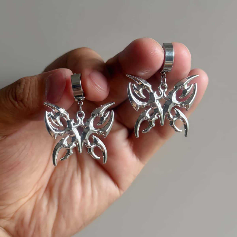 Butterfly Hoop Earrings For Women In Zinc Alloy Featuring Electroplated Finish And Simple Style With 304 Stainless Steel Posts