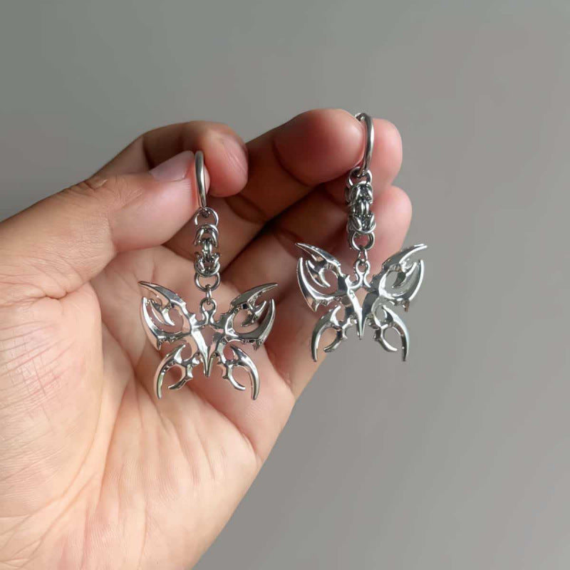 Butterfly Hoop Earrings For Women In Zinc Alloy Featuring Electroplated Finish And Simple Style With 304 Stainless Steel Posts