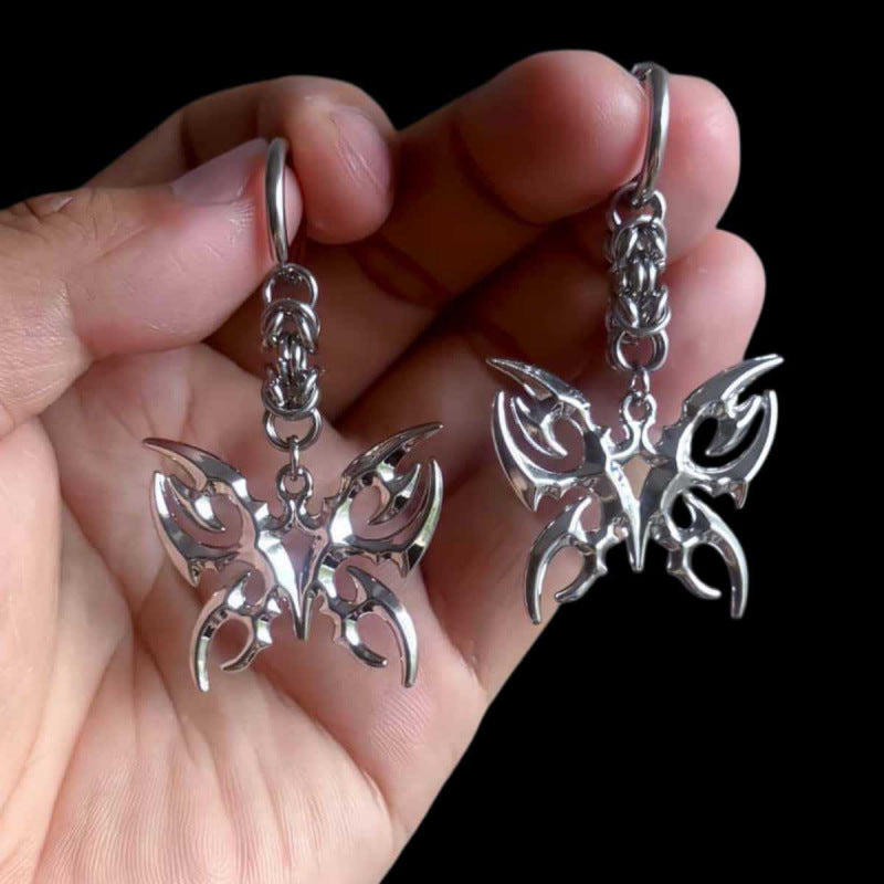 Butterfly Hoop Earrings For Women In Zinc Alloy Featuring Electroplated Finish And Simple Style With 304 Stainless Steel Posts