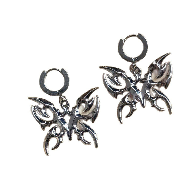 Butterfly Hoop Earrings For Women In Zinc Alloy Featuring Electroplated Finish And Simple Style With 304 Stainless Steel Posts