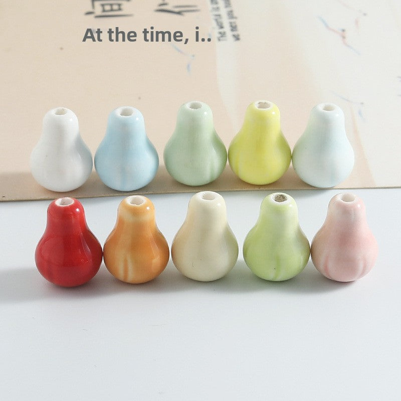 Handmade Ceramic Pear Beads In Multicolor, Simple Style Jewelry Accessories
