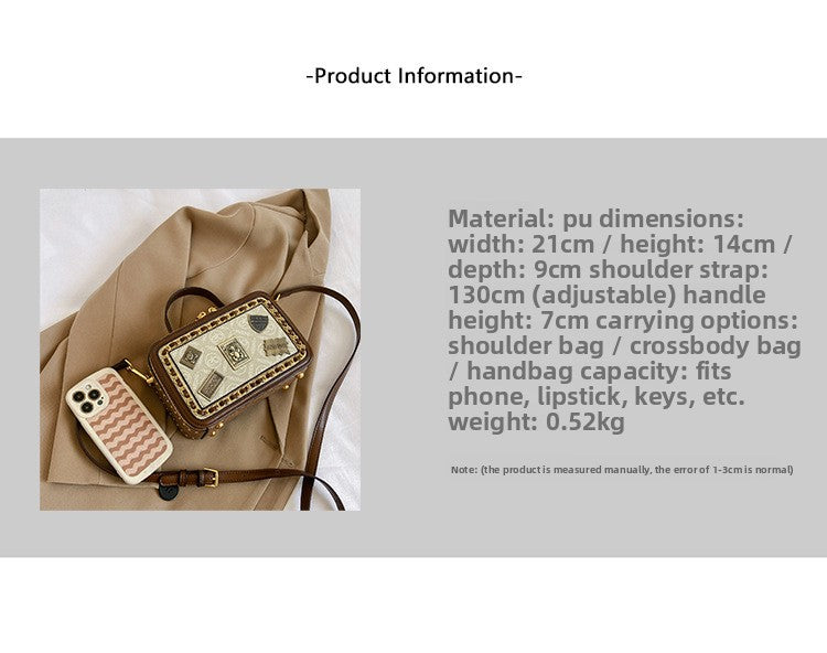 Color Block Square PU Leather Shoulder Bag For Women With Sewing Thread Detail And Single Shoulder Strap