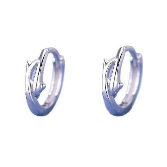 Dolphin Sleeper Earrings For Women In Electroplated Copper Featuring Sweet Style