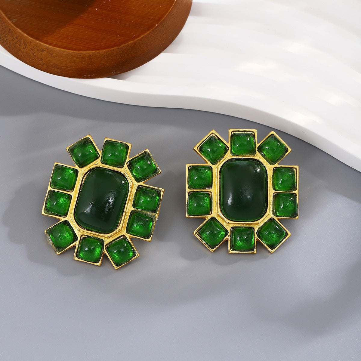 Geometric Earrings For Women In Red, Made Of Zinc Alloy With Electroplated Finish And Copper Ear Pins