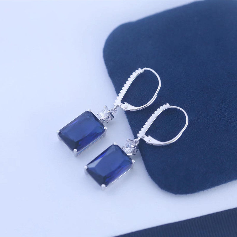 Geometric Earrings For Women In White Featuring 925 Sterling Silver Ear Pins With Zircon Inlay