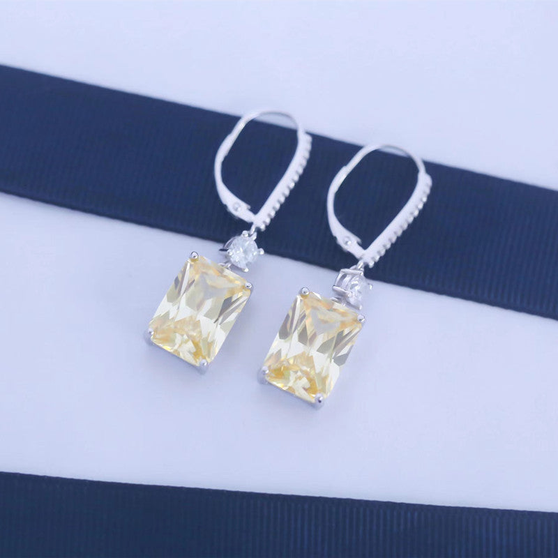 Geometric Earrings For Women In White Featuring 925 Sterling Silver Ear Pins With Zircon Inlay