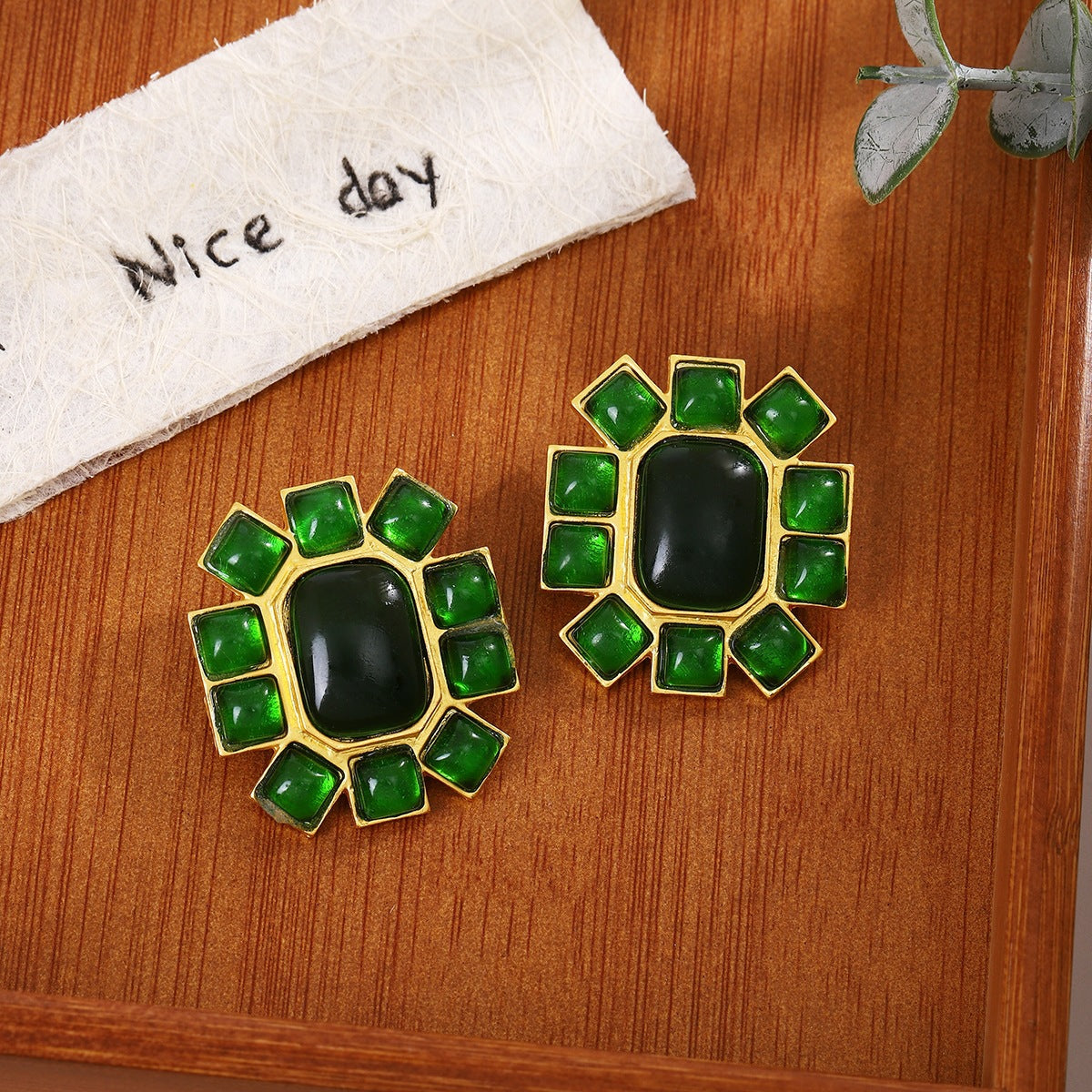 Geometric Earrings For Women In Red, Made Of Zinc Alloy With Electroplated Finish And Copper Ear Pins