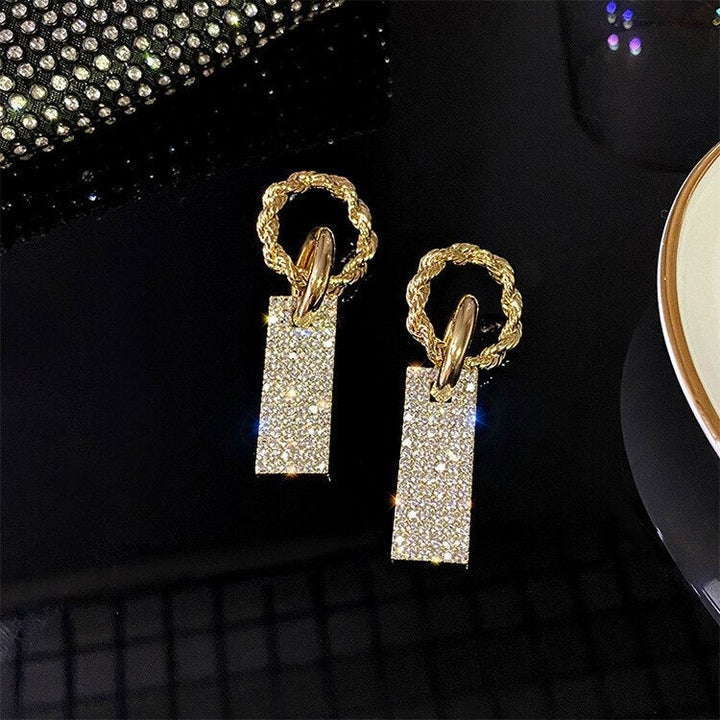 Geometric New Style Earrings For Women In Gold Copper With Zircon Inlay