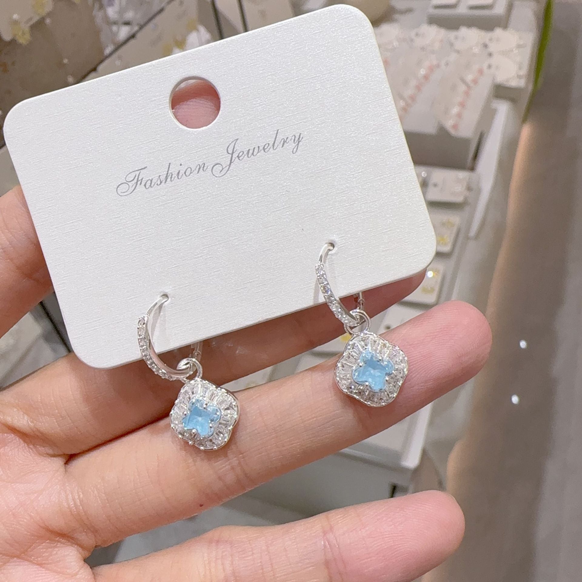 Geometric Earrings For Women Featuring Electroplated Finish And Copper Ear Pins Inlaid With Zirconia