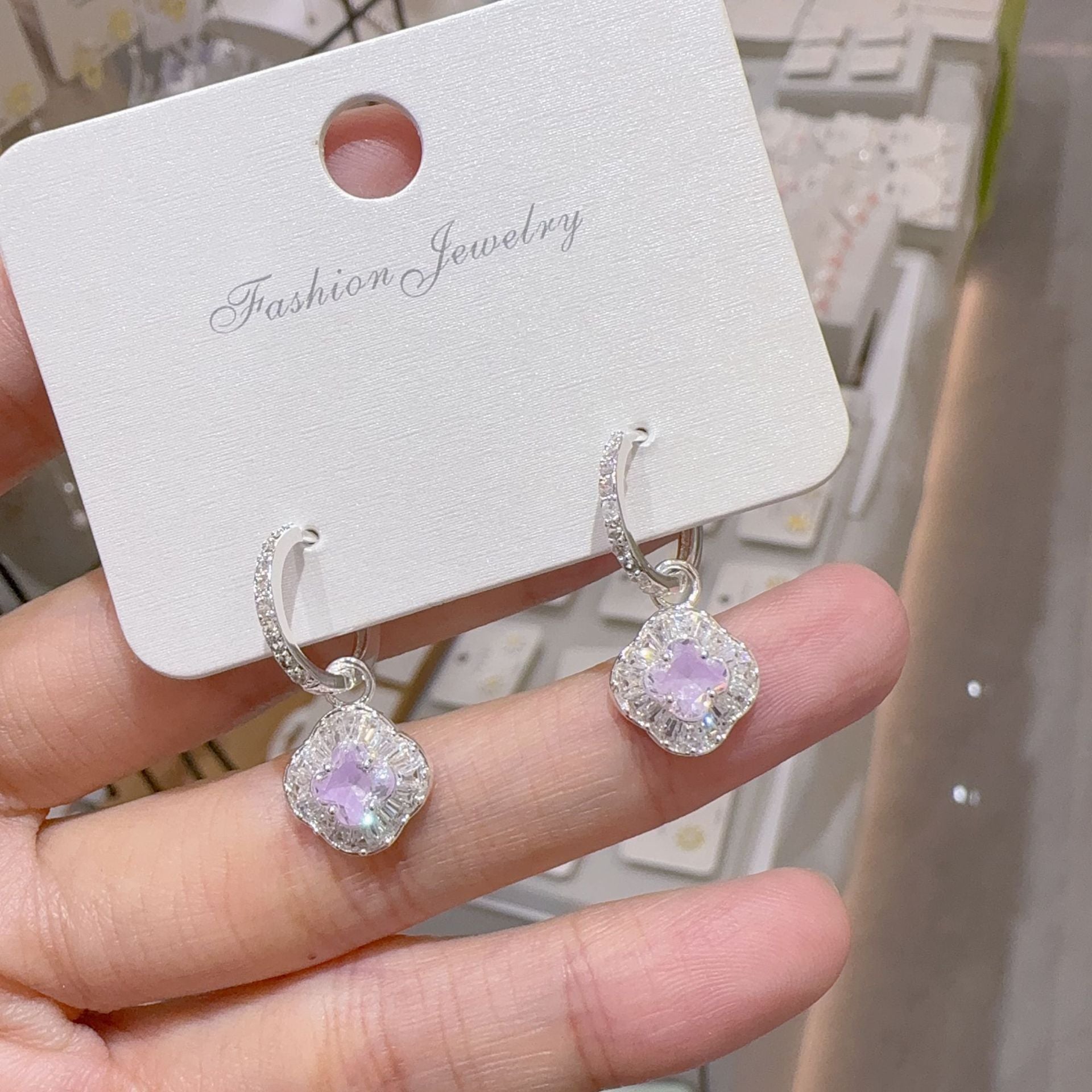 Geometric Earrings For Women Featuring Electroplated Finish And Copper Ear Pins Inlaid With Zirconia